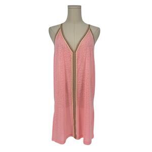 PITUSA Pima Cotton Mini Dress Coral Pink Burnout Leopard Peru Standard M/L/XL